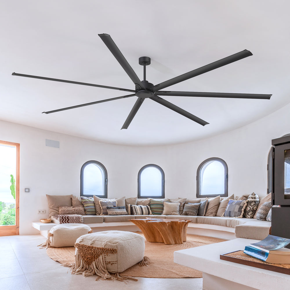 Breezary 120 Inch HVLS Industrial Ceiling Fan with PMSM Motor, 8-Blade Large Ceiling Fan for Warehouse, Gym and Factory - Aluminum No Light