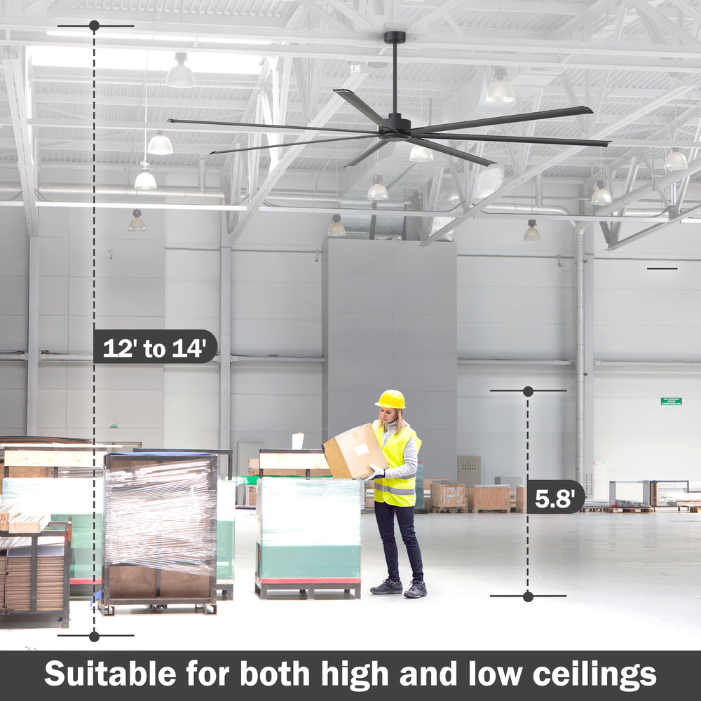 Breezary 120 Inch HVLS Industrial Ceiling Fan with PMSM Motor, 8-Blade Large Ceiling Fan for Warehouse, Gym and Factory - Aluminum No Light
