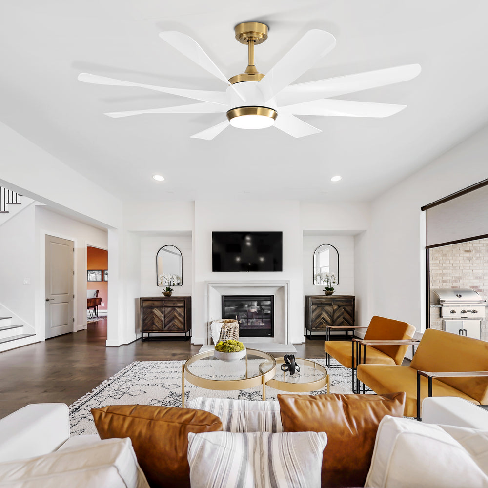 Alsatia 60-in Gold Indoor LED Ceiling Fan with Light Remote (8-Blade)