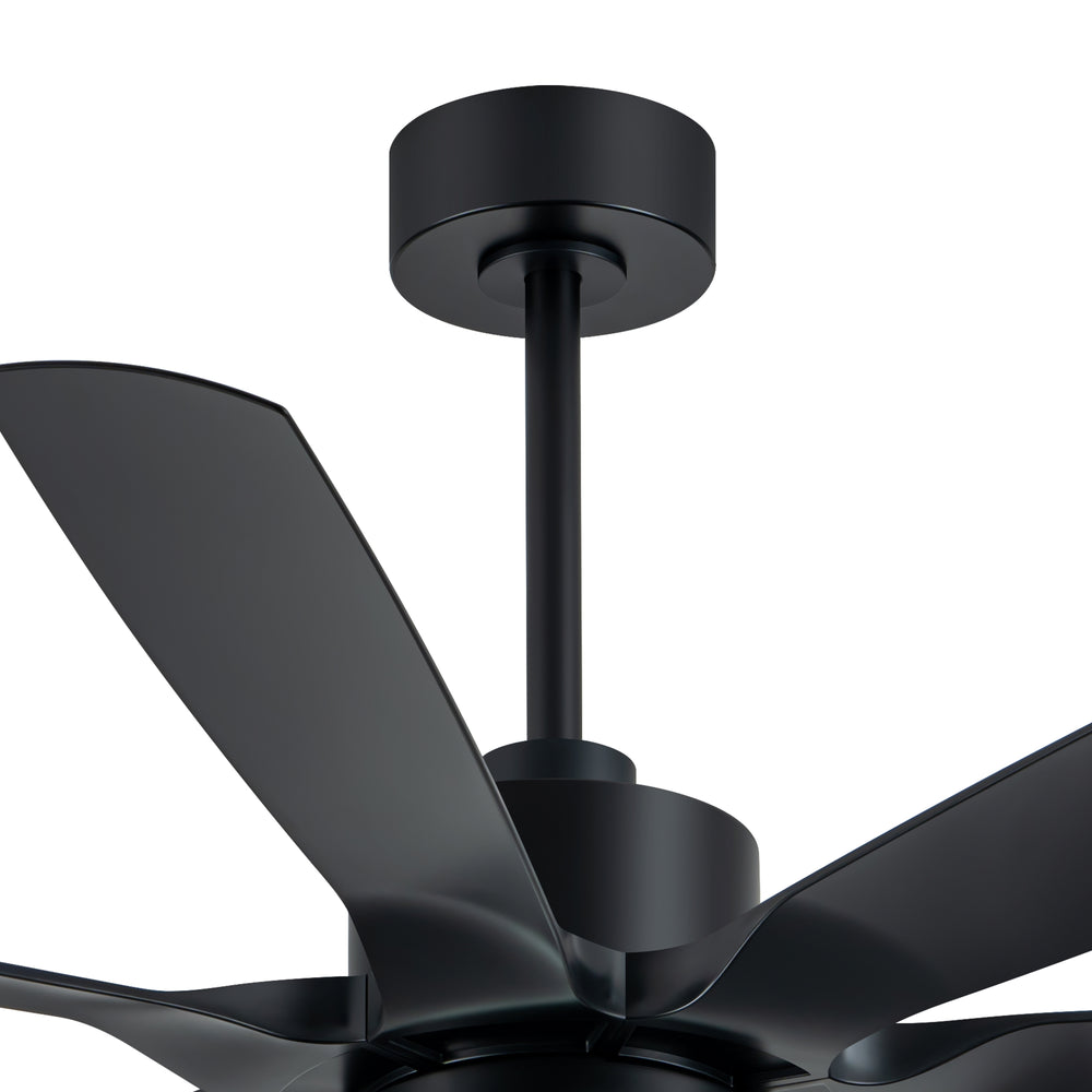60-inch Modern Matte Black 7-Blade Ceiling Fan with 18W LED Light, 6-Speed DC Motor,Remote,3 Color Temps and Dual Downrods (6" & 12")