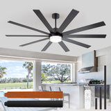 72"/80" Large Ceiling Fan with Reversible Blades, Matte Black Finish, Quiet DC Motor, 24W LED Light (3 Color Temps), Memory Function, 6-Speed Remote with Timer, Downrods Included