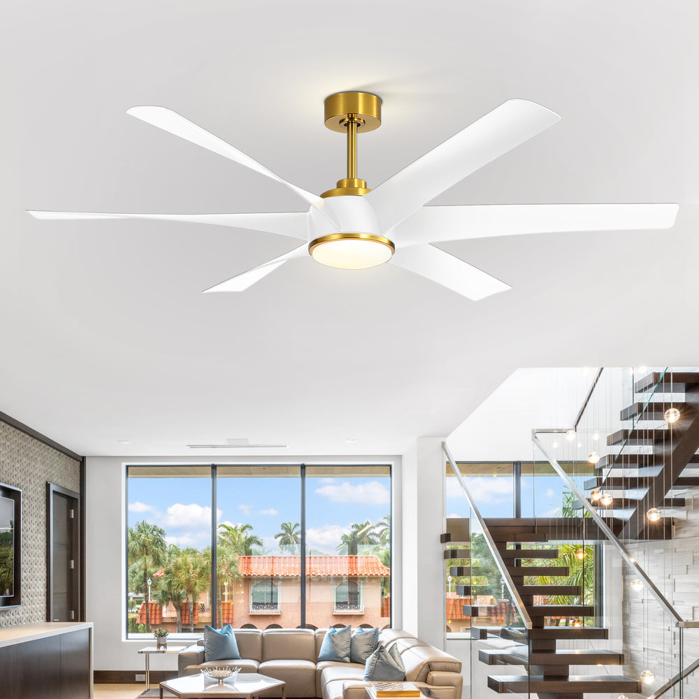 65-in Indoor Large LED Ceiling Fan with Light Remote (6-Blade)