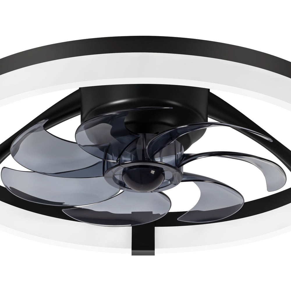 20 Inch Modern Flush Mount Ceiling Fan with Lights, Remote Control Low Profile Ceiling Fan for Bedroom, Quiet Reversible DC Motor, Dimmable LED