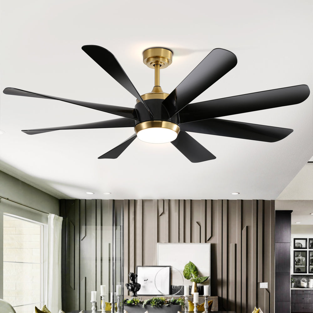 Alsatia 60-in Gold Indoor LED Ceiling Fan with Light Remote (8-Blade)