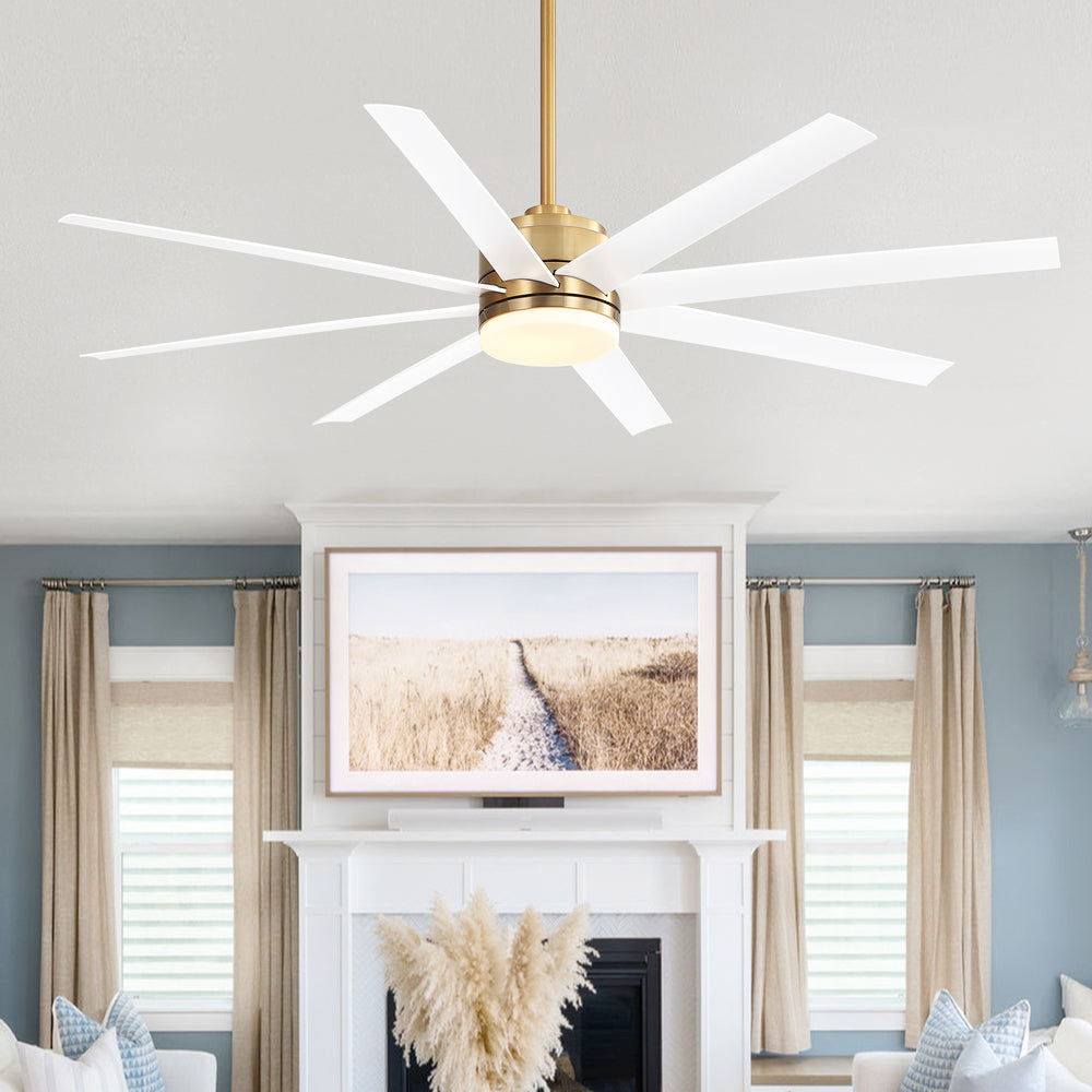 Annette 65 in. Integrated LED Indoor Gold Black-Blade Ceiling Fans with Light and Remote Control