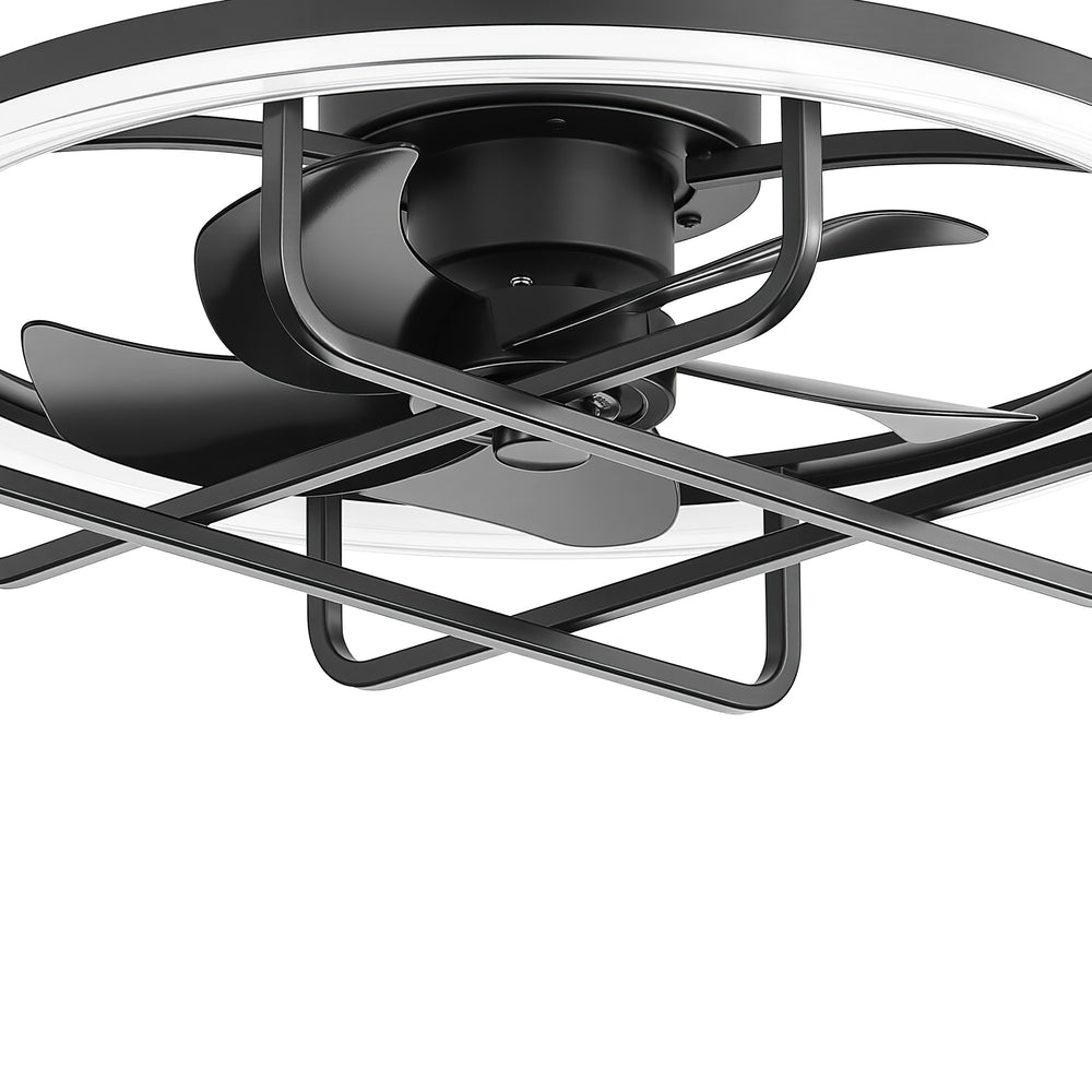 20-Inch Ceiling Fan with Light, Low Profile Flush Mount or Downrod, DC Motor, 6 Speeds, RGB & 3CCT Dimmable LED, Remote Control, Matte Black