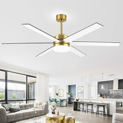 Nicola 65 Inch Gold LED Ceiling Fan with Light Remote(6-Blade)