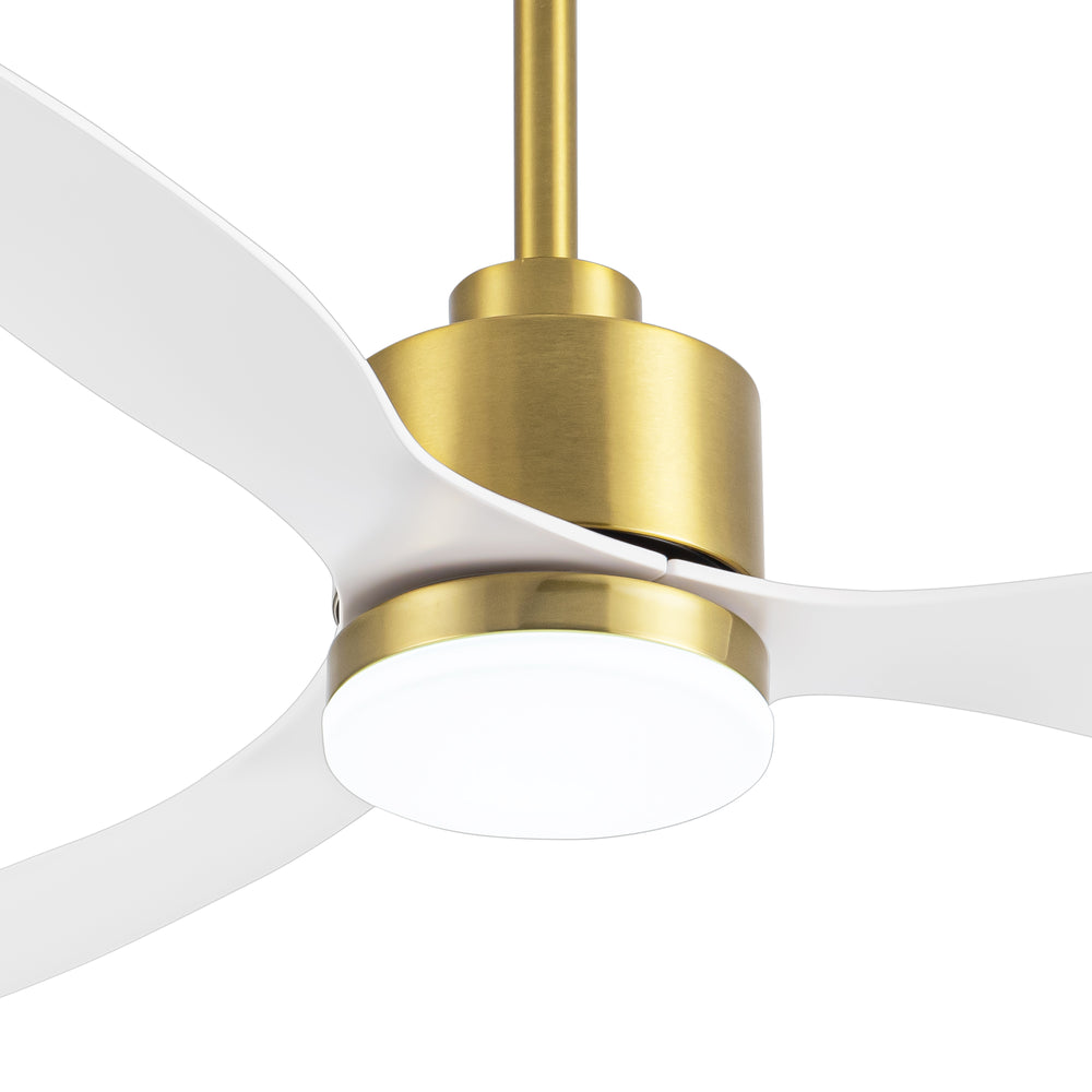52-Inch Modern Ceiling Fan with Light, 3 ABS Blades, 18W LED with 3 Color Temperatures, Remote Control with 6 Speeds, Reverse Function, Timer, Quiet DC Motor, Includes 5" & 10" Downrods, Ideal for Dining, Bedroom, and Living Room