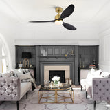 52-Inch Modern Ceiling Fan with Light, 3 ABS Blades, 18W LED with 3 Color Temperatures, Remote Control with 6 Speeds, Reverse Function, Timer, Quiet DC Motor, Includes 5" & 10" Downrods, Ideal for Dining, Bedroom, and Living Room