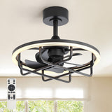 20-Inch Ceiling Fan with Light, Low Profile Flush Mount or Downrod, DC Motor, 6 Speeds, RGB & 3CCT Dimmable LED, Remote Control, Matte Black