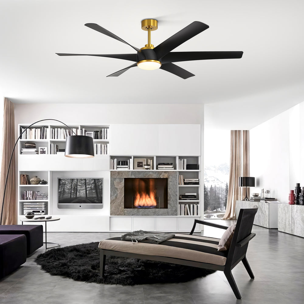 65-in Indoor Large LED Ceiling Fan with Light Remote (6-Blade)