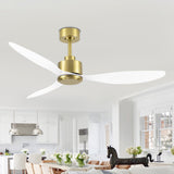 52-Inch Ceiling Fan without Light, 3 ABS Blades, Remote Control with 6 Speeds, Reverse Function, Timer, Quiet DC Motor, Includes 5" & 10" Downrods, Ideal for Dining, Bedroom, and Living Room
