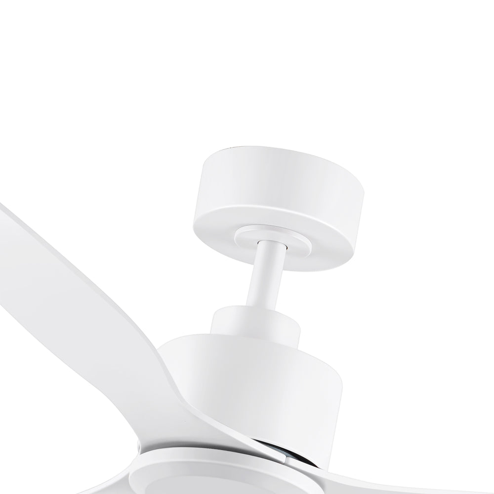 52-Inch Ceiling Fan without Light, 3 ABS Blades, Remote Control with 6 Speeds, Reverse Function, Timer, Quiet DC Motor, Includes 5" & 10" Downrods, Ideal for Dining, Bedroom, and Living Room