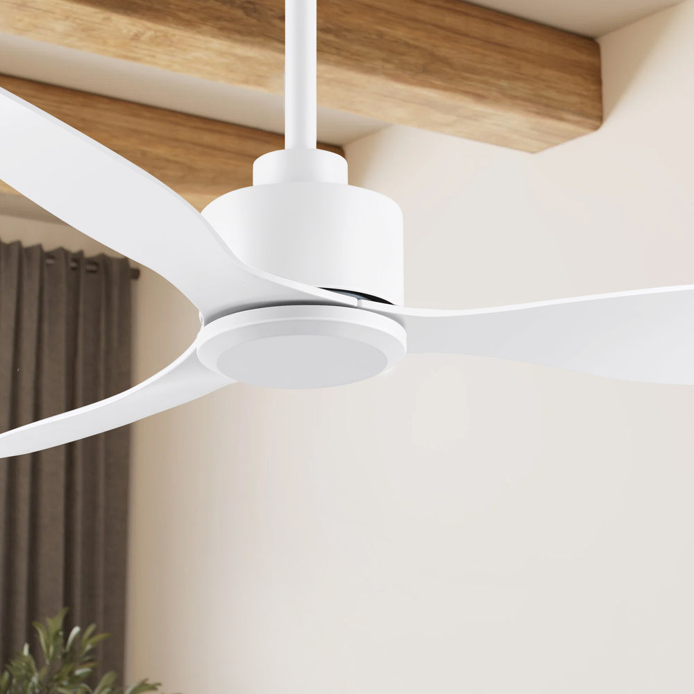 52-Inch Ceiling Fan without Light, 3 ABS Blades, Remote Control with 6 Speeds, Reverse Function, Timer, Quiet DC Motor, Includes 5" & 10" Downrods, Ideal for Dining, Bedroom, and Living Room