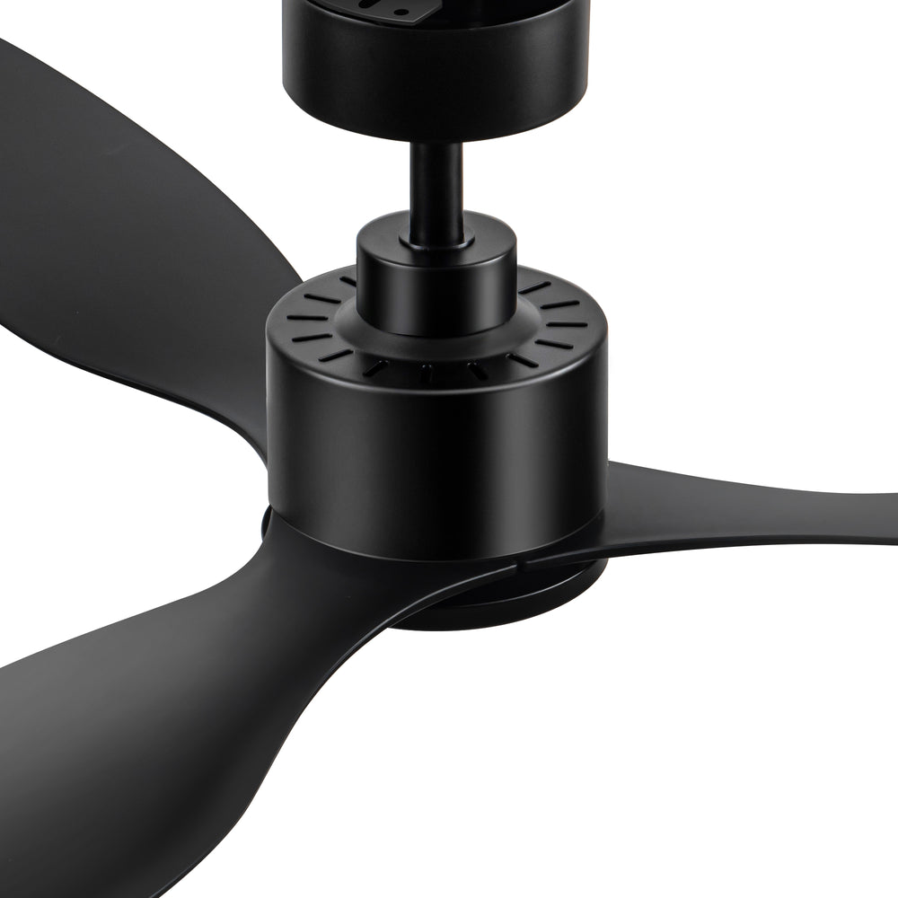 52-Inch Ceiling Fan without Light, 3 ABS Blades, Remote Control with 6 Speeds, Reverse Function, Timer, Quiet DC Motor, Includes 5" & 10" Downrods, Ideal for Dining, Bedroom, and Living Room