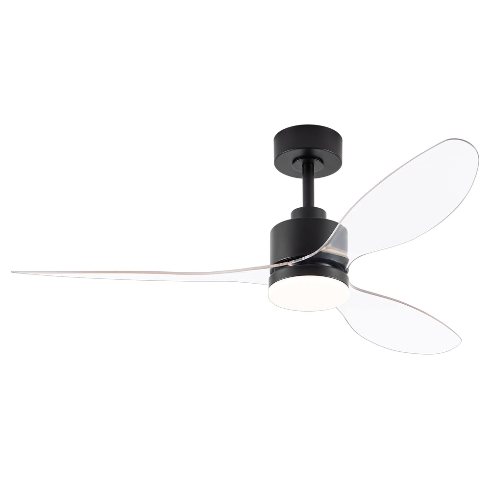 52-Inch Modern Ceiling Fan with Light, 3 ABS Blades, 18W LED with 3 Color Temperatures, Remote Control with 6 Speeds, Reverse Function, Timer, Quiet DC Motor, Includes 5" & 10" Downrods, Ideal for Dining, Bedroom, and Living Room