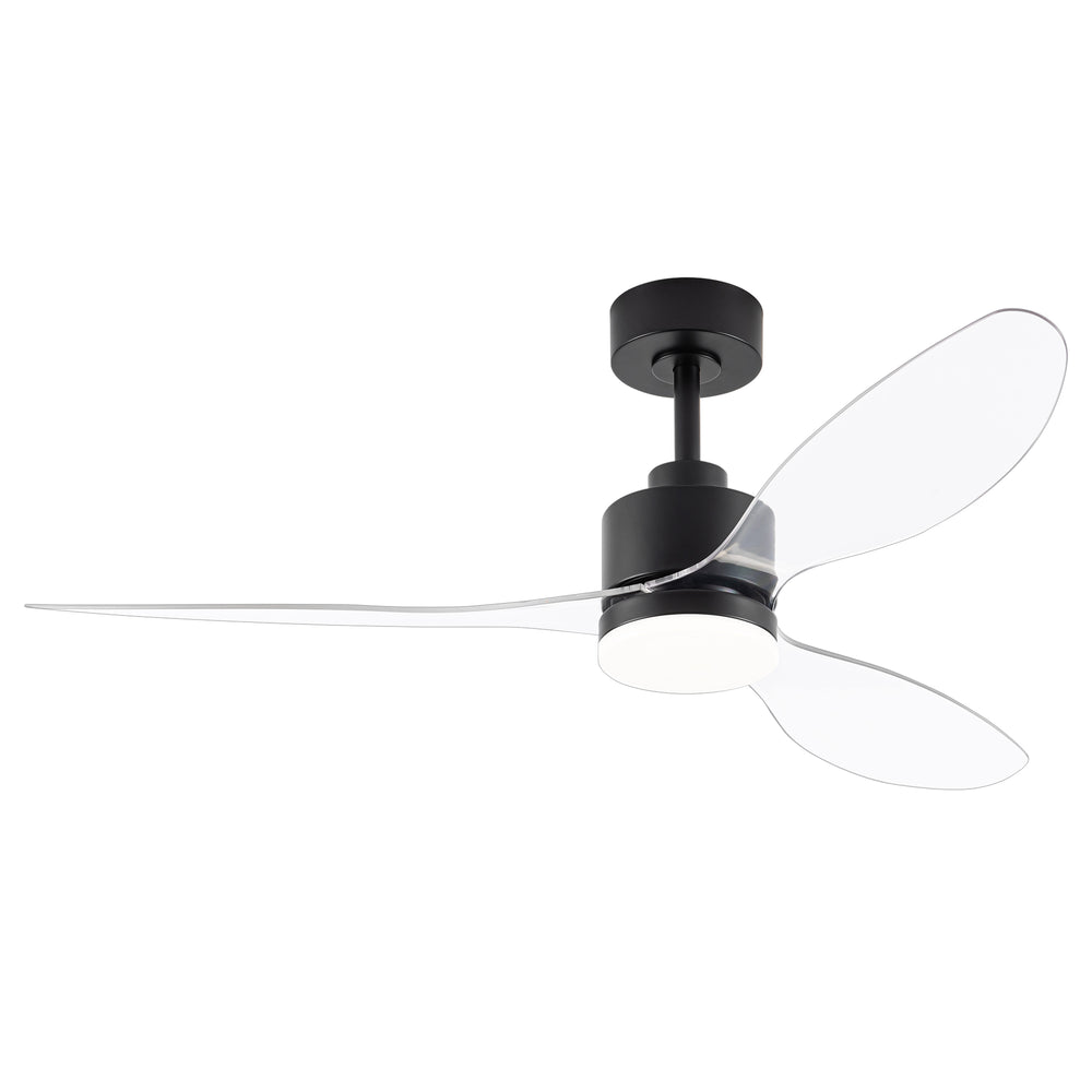 52-Inch Modern Ceiling Fan with Light, 3 ABS Blades, 18W LED with 3 Color Temperatures, Remote Control with 6 Speeds, Reverse Function, Timer, Quiet DC Motor, Includes 5" & 10" Downrods, Ideal for Dining, Bedroom, and Living Room