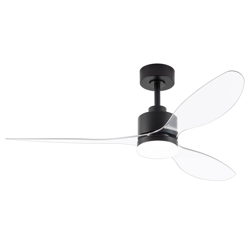 52-Inch Modern Ceiling Fan with Light, 3 ABS Blades, 18W LED with 3 Color Temperatures, Remote Control with 6 Speeds, Reverse Function, Timer, Quiet DC Motor, Includes 5" & 10" Downrods, Ideal for Dining, Bedroom, and Living Room