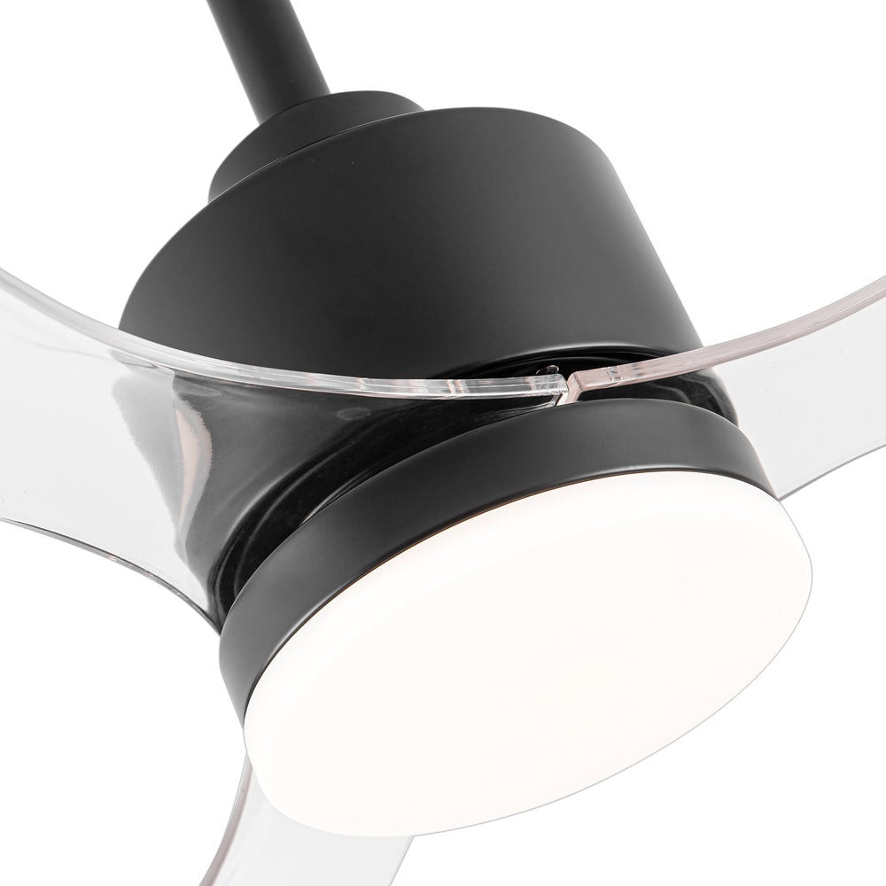 52-Inch Modern Ceiling Fan with Light, 3 ABS Blades, 18W LED with 3 Color Temperatures, Remote Control with 6 Speeds, Reverse Function, Timer, Quiet DC Motor, Includes 5" & 10" Downrods, Ideal for Dining, Bedroom, and Living Room