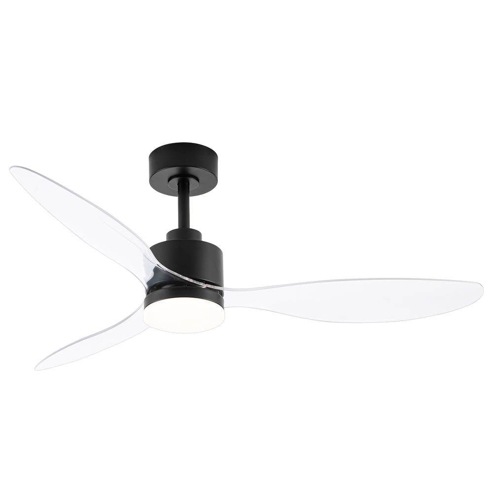 52-Inch Modern Ceiling Fan with Light, 3 ABS Blades, 18W LED with 3 Color Temperatures, Remote Control with 6 Speeds, Reverse Function, Timer, Quiet DC Motor, Includes 5" & 10" Downrods, Ideal for Dining, Bedroom, and Living Room