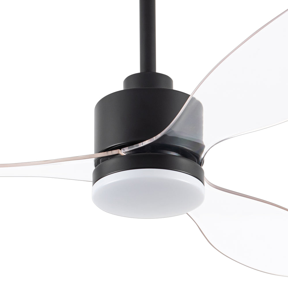 52-Inch Modern Ceiling Fan with Light, 3 ABS Blades, 18W LED with 3 Color Temperatures, Remote Control with 6 Speeds, Reverse Function, Timer, Quiet DC Motor, Includes 5" & 10" Downrods, Ideal for Dining, Bedroom, and Living Room
