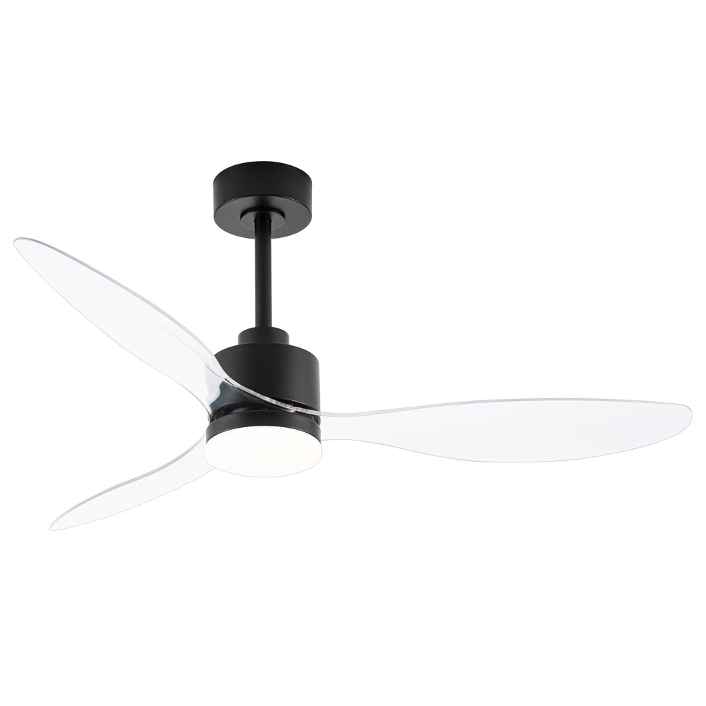 52-Inch Modern Ceiling Fan with Light, 3 ABS Blades, 18W LED with 3 Color Temperatures, Remote Control with 6 Speeds, Reverse Function, Timer, Quiet DC Motor, Includes 5" & 10" Downrods, Ideal for Dining, Bedroom, and Living Room