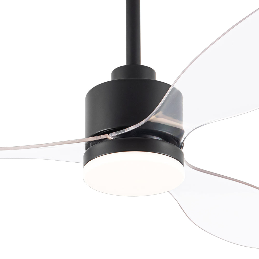 52-Inch Modern Ceiling Fan with Light, 3 ABS Blades, 18W LED with 3 Color Temperatures, Remote Control with 6 Speeds, Reverse Function, Timer, Quiet DC Motor, Includes 5" & 10" Downrods, Ideal for Dining, Bedroom, and Living Room