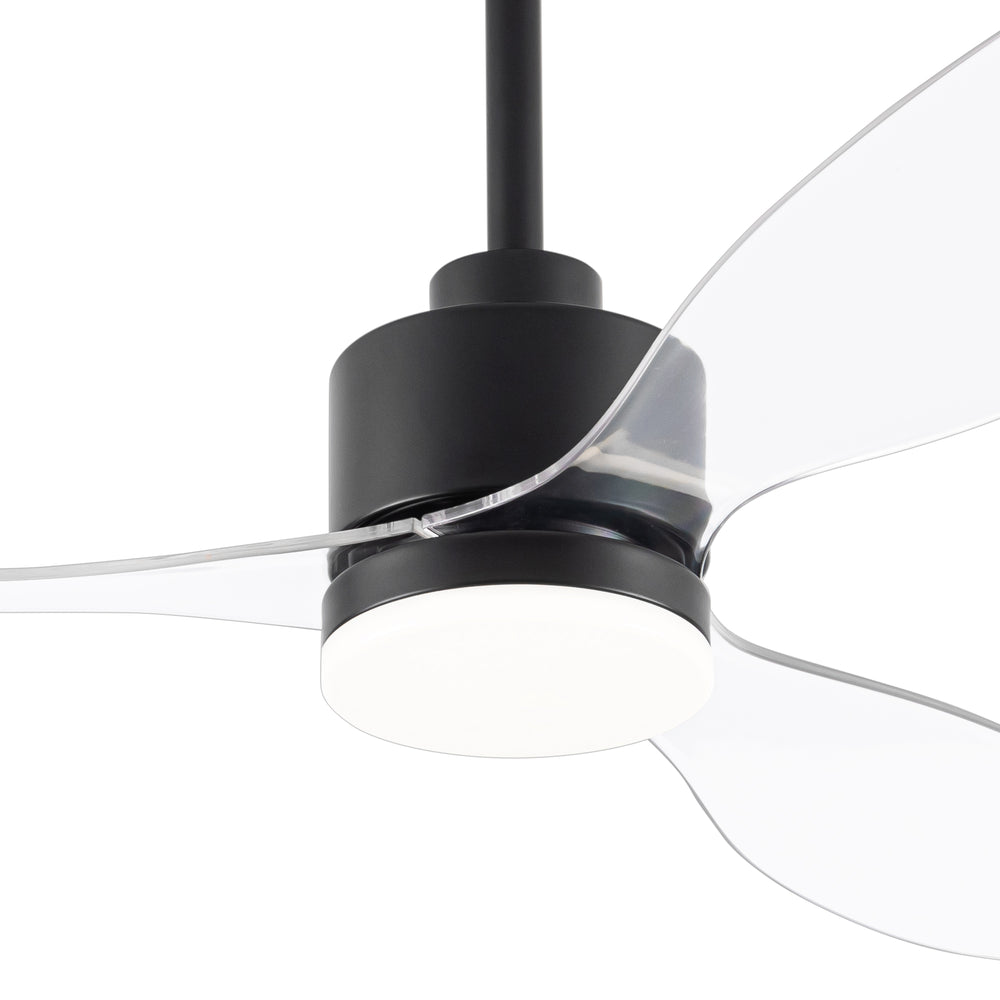 52-Inch Modern Ceiling Fan with Light, 3 ABS Blades, 18W LED with 3 Color Temperatures, Remote Control with 6 Speeds, Reverse Function, Timer, Quiet DC Motor, Includes 5" & 10" Downrods, Ideal for Dining, Bedroom, and Living Room