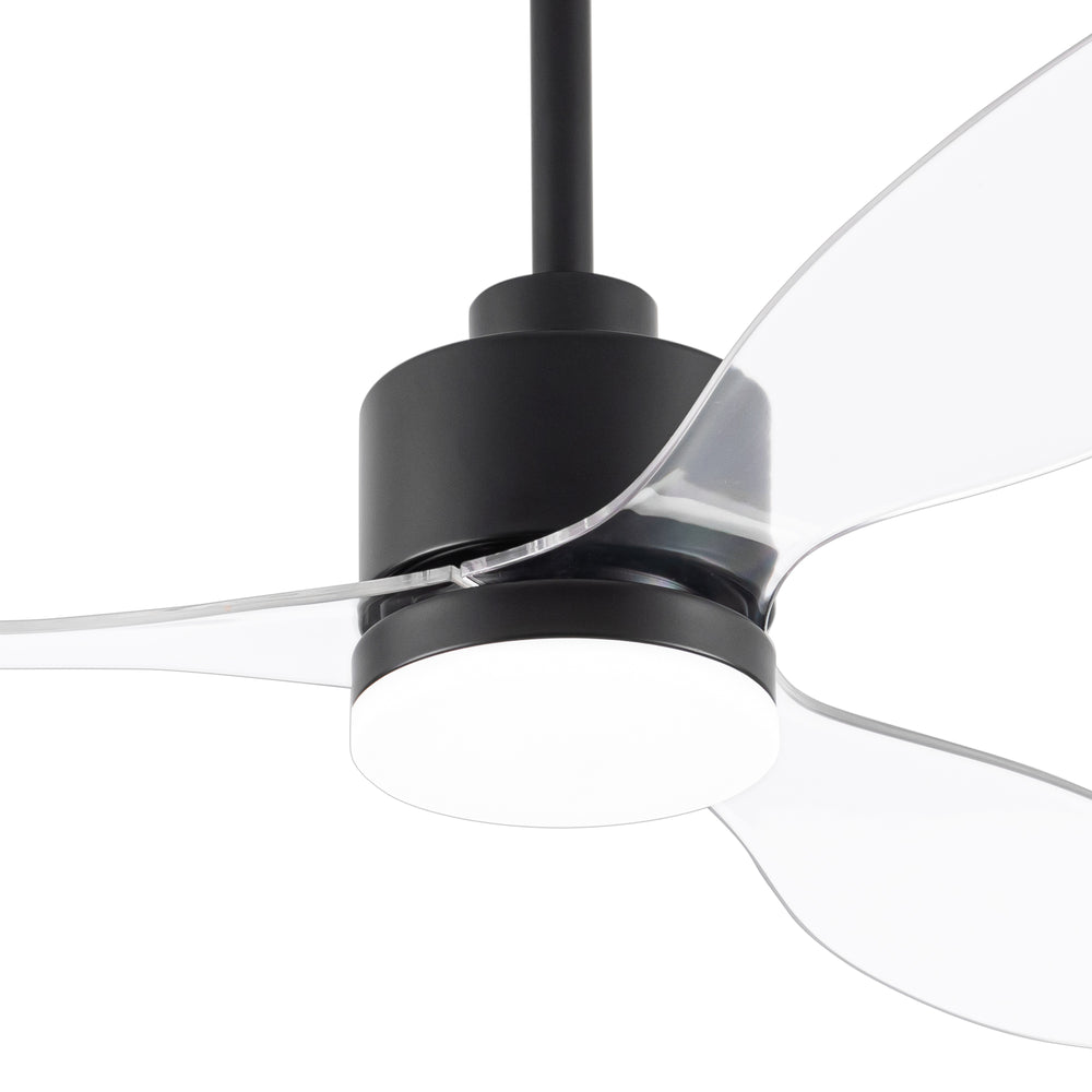 52-Inch Modern Ceiling Fan with Light, 3 ABS Blades, 18W LED with 3 Color Temperatures, Remote Control with 6 Speeds, Reverse Function, Timer, Quiet DC Motor, Includes 5" & 10" Downrods, Ideal for Dining, Bedroom, and Living Room