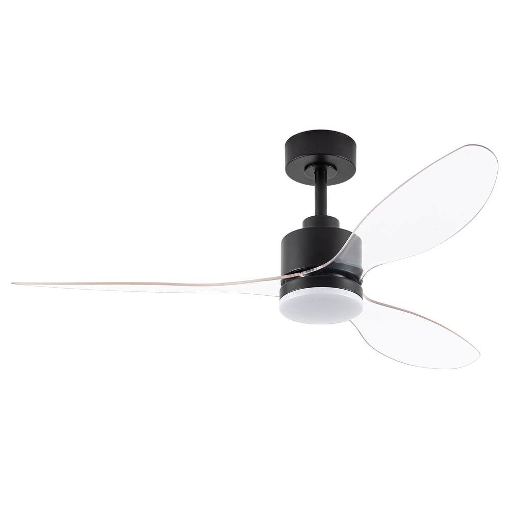 52-Inch Modern Ceiling Fan with Light, 3 ABS Blades, 18W LED with 3 Color Temperatures, Remote Control with 6 Speeds, Reverse Function, Timer, Quiet DC Motor, Includes 5" & 10" Downrods, Ideal for Dining, Bedroom, and Living Room