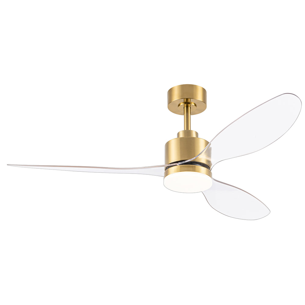 52-Inch Modern Ceiling Fan with Light, 3 ABS Blades, 18W LED with 3 Color Temperatures, Remote Control with 6 Speeds, Reverse Function, Timer, Quiet DC Motor, Includes 5" & 10" Downrods, Ideal for Dining, Bedroom, and Living Room