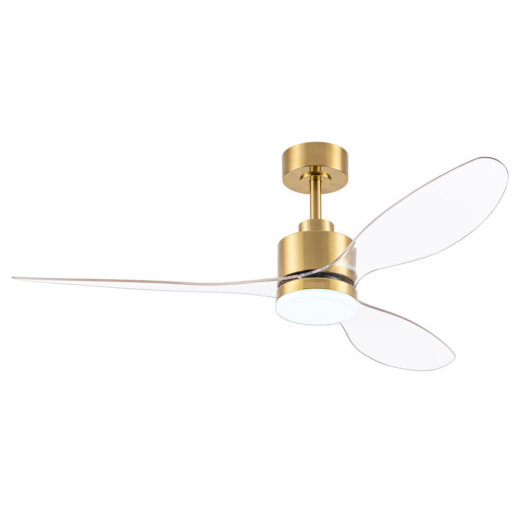 52-Inch Modern Ceiling Fan with Light, 3 ABS Blades, 18W LED with 3 Color Temperatures, Remote Control with 6 Speeds, Reverse Function, Timer, Quiet DC Motor, Includes 5" & 10" Downrods, Ideal for Dining, Bedroom, and Living Room