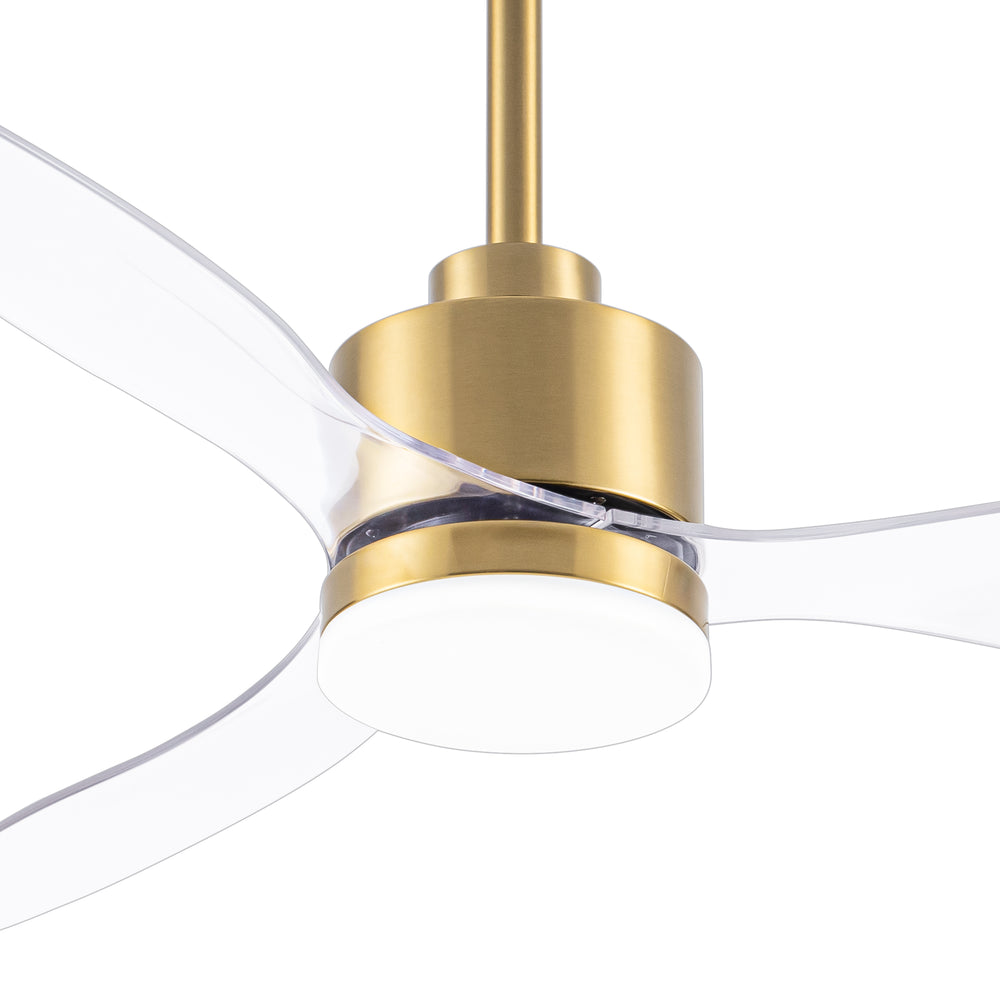 52-Inch Modern Ceiling Fan with Light, 3 ABS Blades, 18W LED with 3 Color Temperatures, Remote Control with 6 Speeds, Reverse Function, Timer, Quiet DC Motor, Includes 5" & 10" Downrods, Ideal for Dining, Bedroom, and Living Room