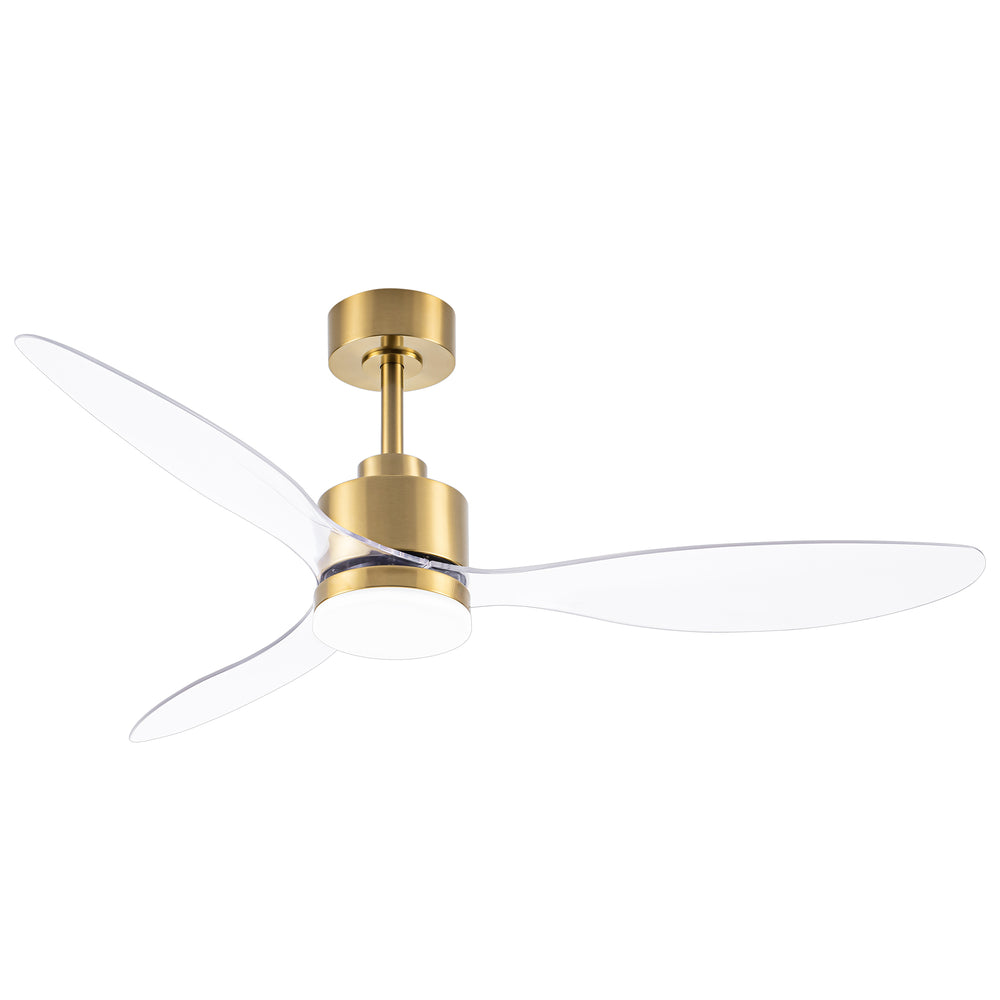 52-Inch Modern Ceiling Fan with Light, 3 ABS Blades, 18W LED with 3 Color Temperatures, Remote Control with 6 Speeds, Reverse Function, Timer, Quiet DC Motor, Includes 5" & 10" Downrods, Ideal for Dining, Bedroom, and Living Room