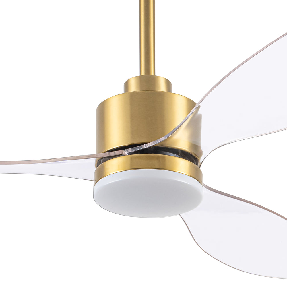 52-Inch Modern Ceiling Fan with Light, 3 ABS Blades, 18W LED with 3 Color Temperatures, Remote Control with 6 Speeds, Reverse Function, Timer, Quiet DC Motor, Includes 5" & 10" Downrods, Ideal for Dining, Bedroom, and Living Room