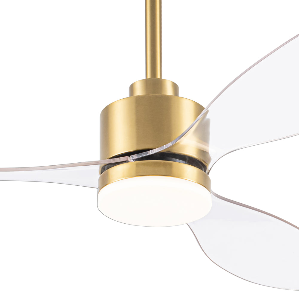 52-Inch Modern Ceiling Fan with Light, 3 ABS Blades, 18W LED with 3 Color Temperatures, Remote Control with 6 Speeds, Reverse Function, Timer, Quiet DC Motor, Includes 5" & 10" Downrods, Ideal for Dining, Bedroom, and Living Room