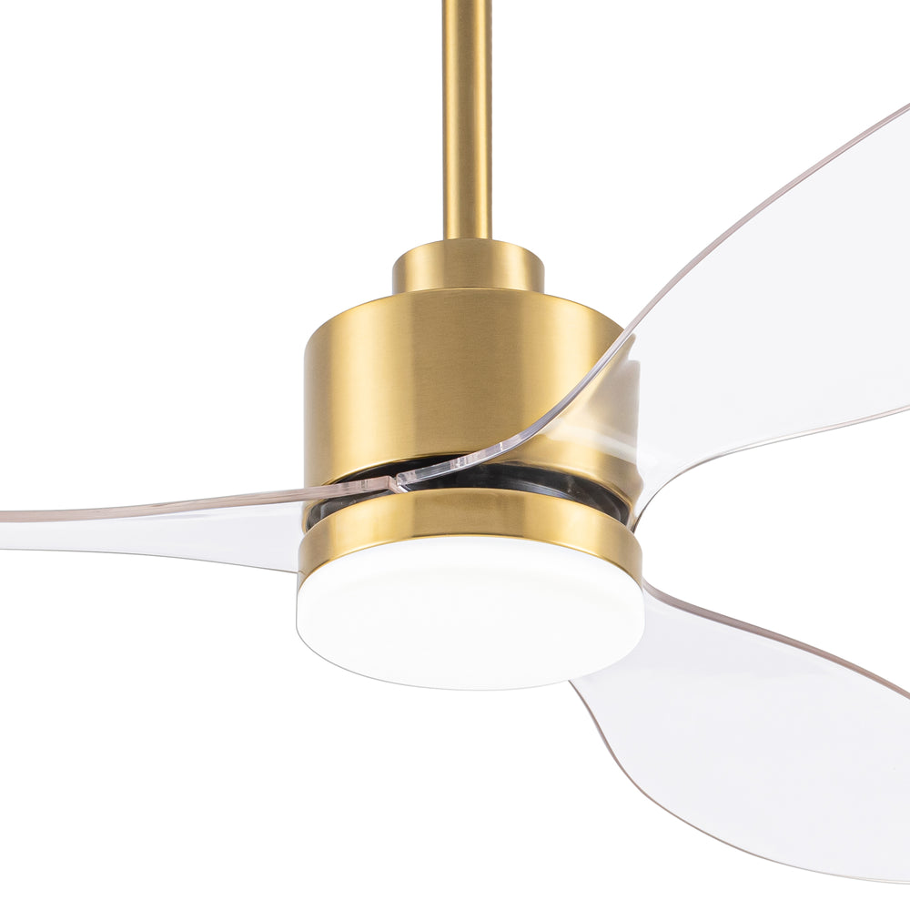 52-Inch Modern Ceiling Fan with Light, 3 ABS Blades, 18W LED with 3 Color Temperatures, Remote Control with 6 Speeds, Reverse Function, Timer, Quiet DC Motor, Includes 5" & 10" Downrods, Ideal for Dining, Bedroom, and Living Room