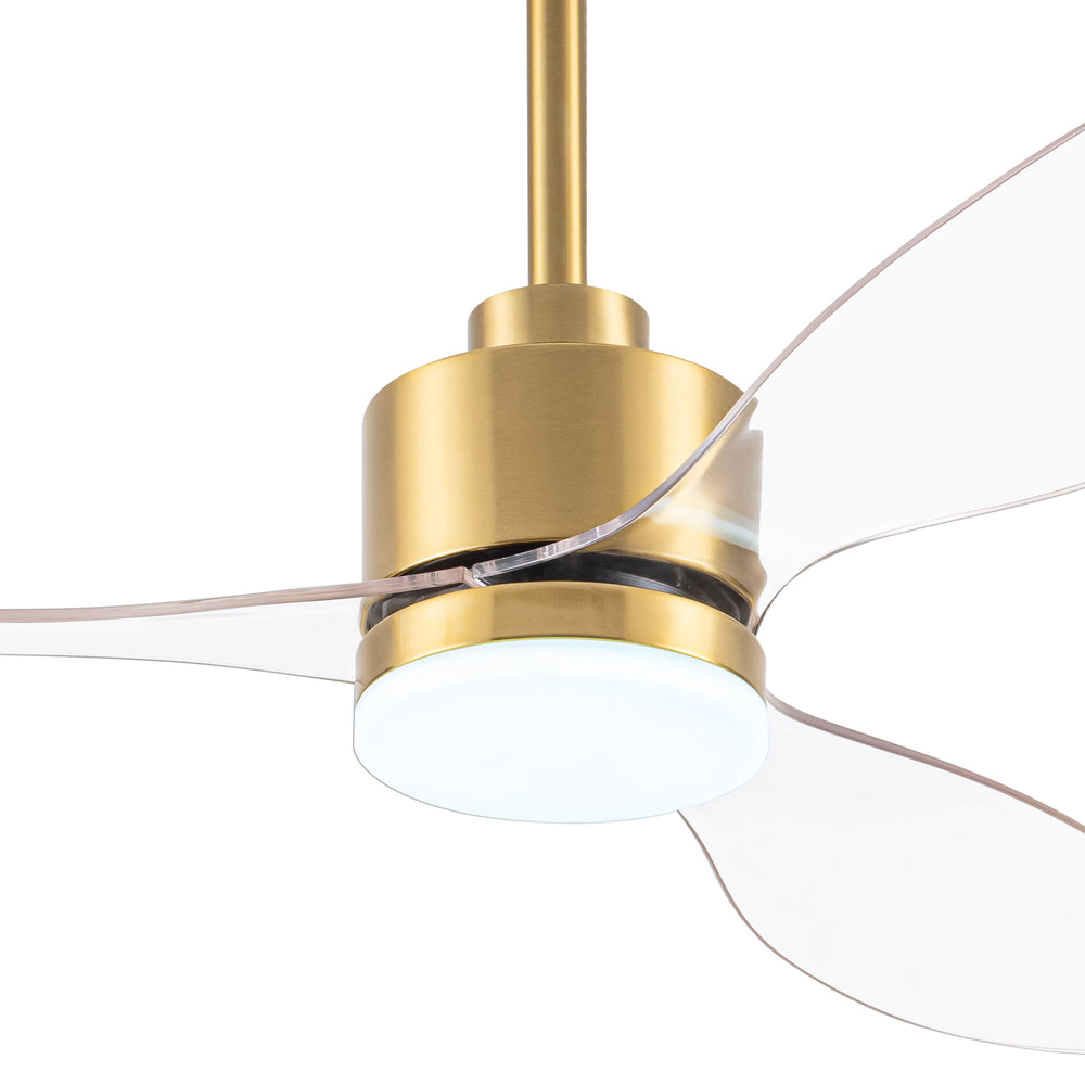 52-Inch Modern Ceiling Fan with Light, 3 ABS Blades, 18W LED with 3 Color Temperatures, Remote Control with 6 Speeds, Reverse Function, Timer, Quiet DC Motor, Includes 5" & 10" Downrods, Ideal for Dining, Bedroom, and Living Room