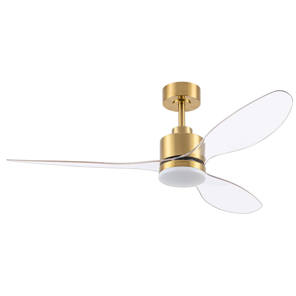 52-Inch Modern Ceiling Fan with Light, 3 ABS Blades, 18W LED with 3 Color Temperatures, Remote Control with 6 Speeds, Reverse Function, Timer, Quiet DC Motor, Includes 5" & 10" Downrods, Ideal for Dining, Bedroom, and Living Room