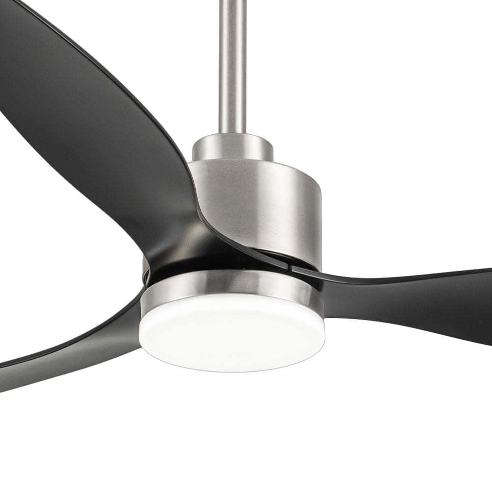 52-Inch Modern Ceiling Fan with Light, 3 ABS Blades, 18W LED with 3 Color Temperatures, Remote Control with 6 Speeds, Reverse Function, Timer, Quiet DC Motor, Includes 5" & 10" Downrods, Ideal for Dining, Bedroom, and Living Room