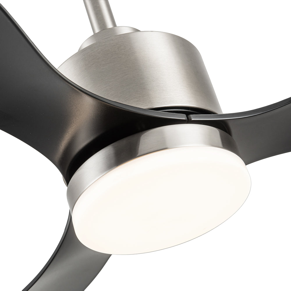 52-Inch Modern Ceiling Fan with Light, 3 ABS Blades, 18W LED with 3 Color Temperatures, Remote Control with 6 Speeds, Reverse Function, Timer, Quiet DC Motor, Includes 5" & 10" Downrods, Ideal for Dining, Bedroom, and Living Room