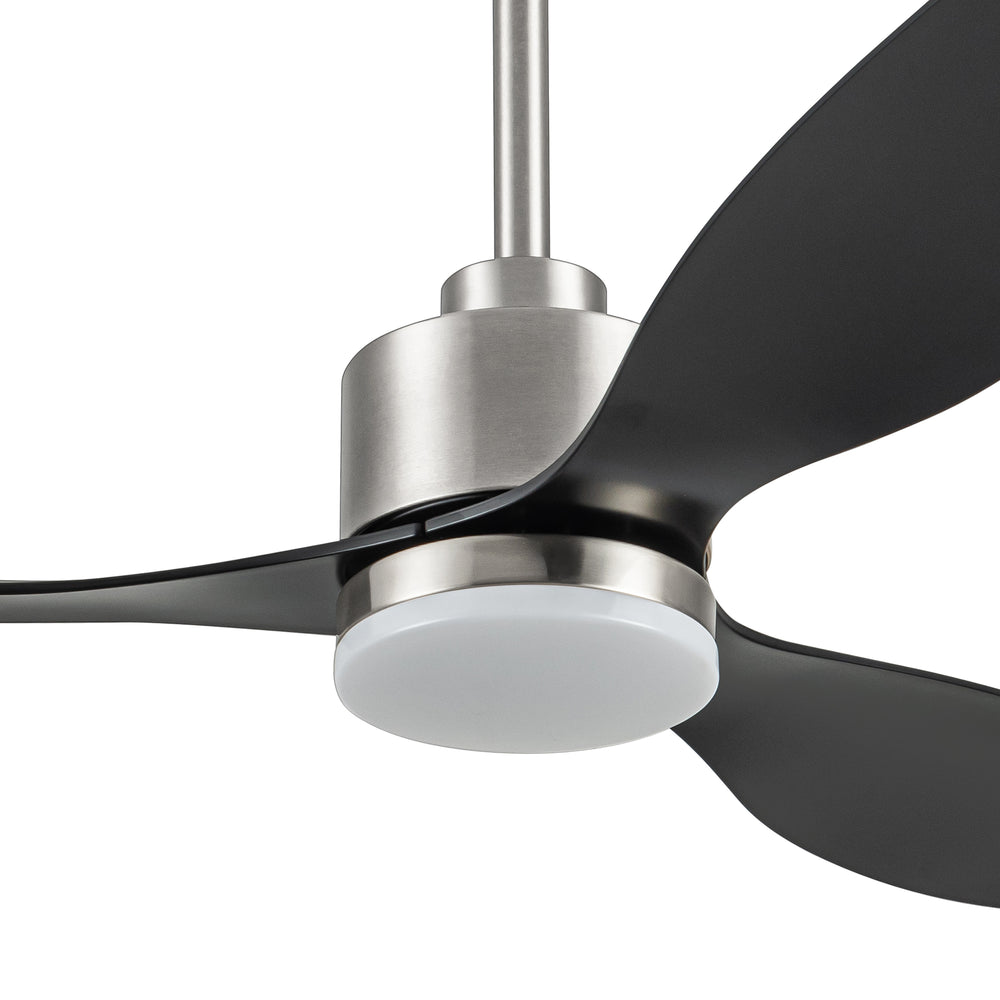 52-Inch Modern Ceiling Fan with Light, 3 ABS Blades, 18W LED with 3 Color Temperatures, Remote Control with 6 Speeds, Reverse Function, Timer, Quiet DC Motor, Includes 5" & 10" Downrods, Ideal for Dining, Bedroom, and Living Room