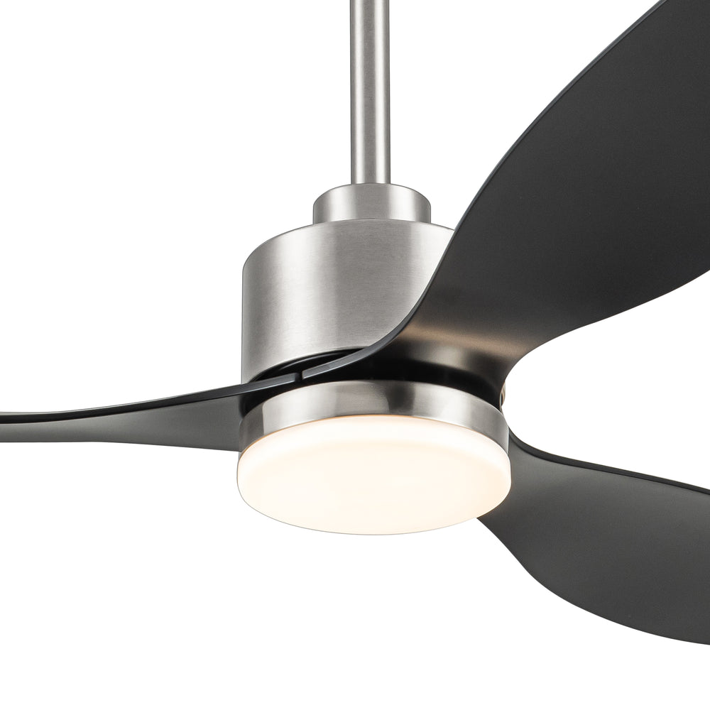 52-Inch Modern Ceiling Fan with Light, 3 ABS Blades, 18W LED with 3 Color Temperatures, Remote Control with 6 Speeds, Reverse Function, Timer, Quiet DC Motor, Includes 5" & 10" Downrods, Ideal for Dining, Bedroom, and Living Room