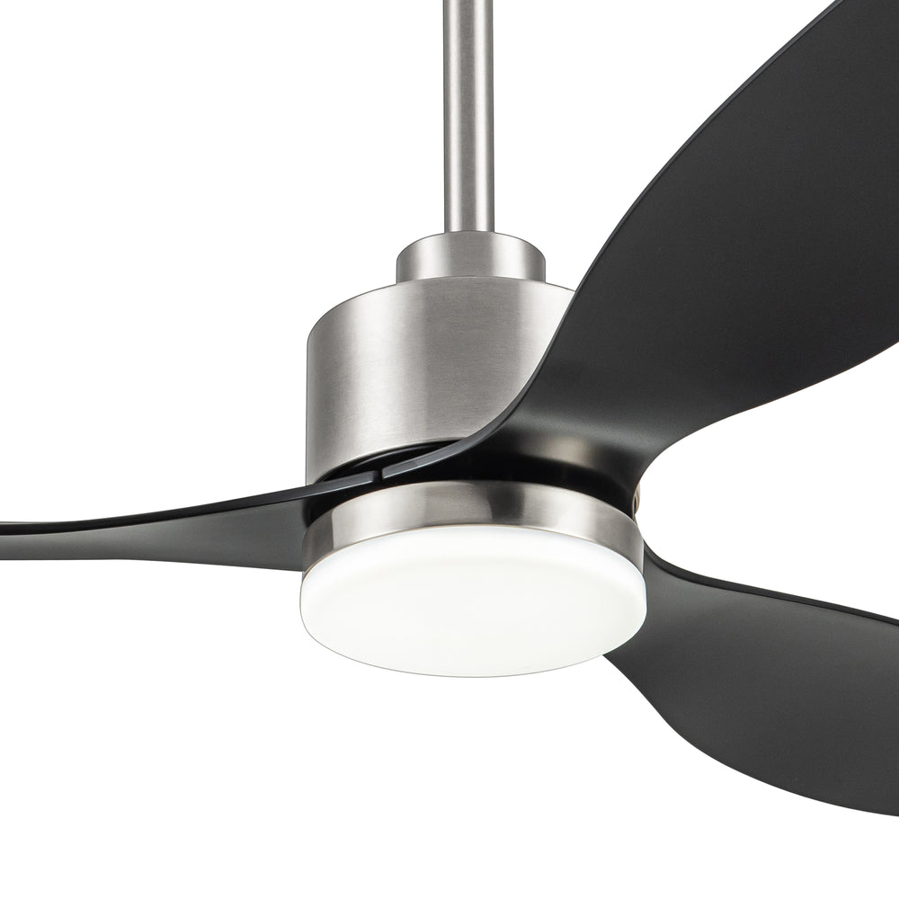 52-Inch Modern Ceiling Fan with Light, 3 ABS Blades, 18W LED with 3 Color Temperatures, Remote Control with 6 Speeds, Reverse Function, Timer, Quiet DC Motor, Includes 5" & 10" Downrods, Ideal for Dining, Bedroom, and Living Room