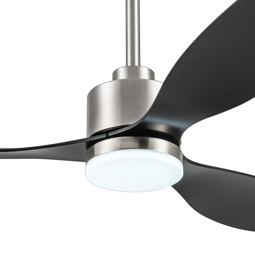 52-Inch Modern Ceiling Fan with Light, 3 ABS Blades, 18W LED with 3 Color Temperatures, Remote Control with 6 Speeds, Reverse Function, Timer, Quiet DC Motor, Includes 5" & 10" Downrods, Ideal for Dining, Bedroom, and Living Room