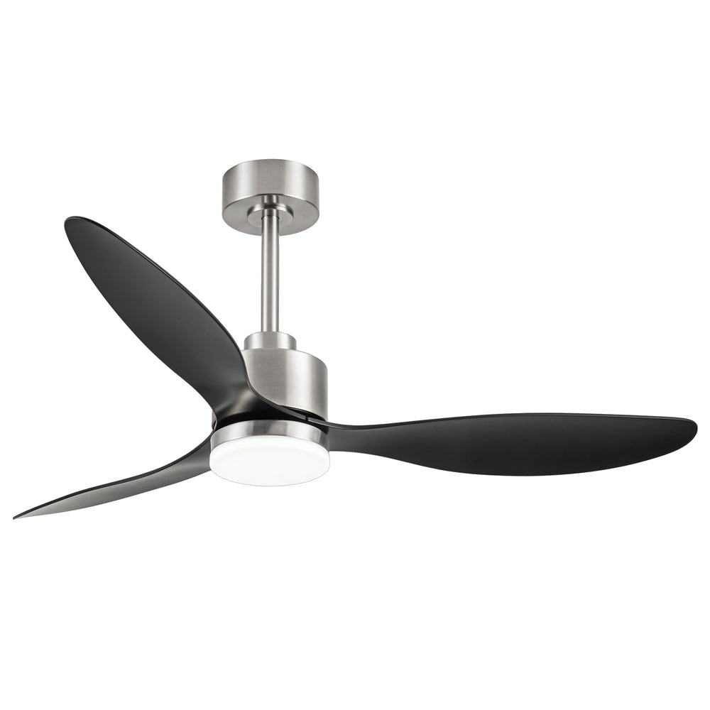 52-Inch Modern Ceiling Fan with Light, 3 ABS Blades, 18W LED with 3 Color Temperatures, Remote Control with 6 Speeds, Reverse Function, Timer, Quiet DC Motor, Includes 5" & 10" Downrods, Ideal for Dining, Bedroom, and Living Room