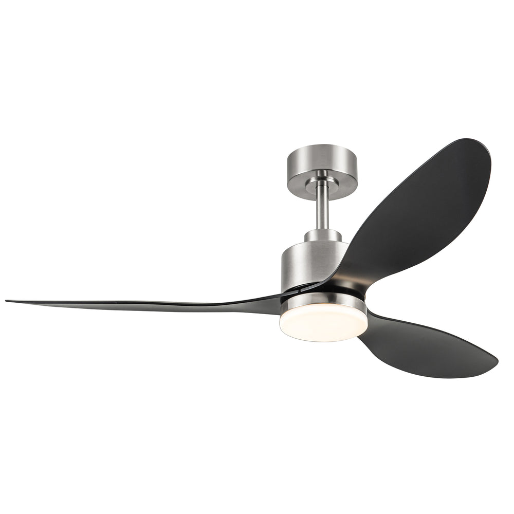 52-Inch Modern Ceiling Fan with Light, 3 ABS Blades, 18W LED with 3 Color Temperatures, Remote Control with 6 Speeds, Reverse Function, Timer, Quiet DC Motor, Includes 5" & 10" Downrods, Ideal for Dining, Bedroom, and Living Room
