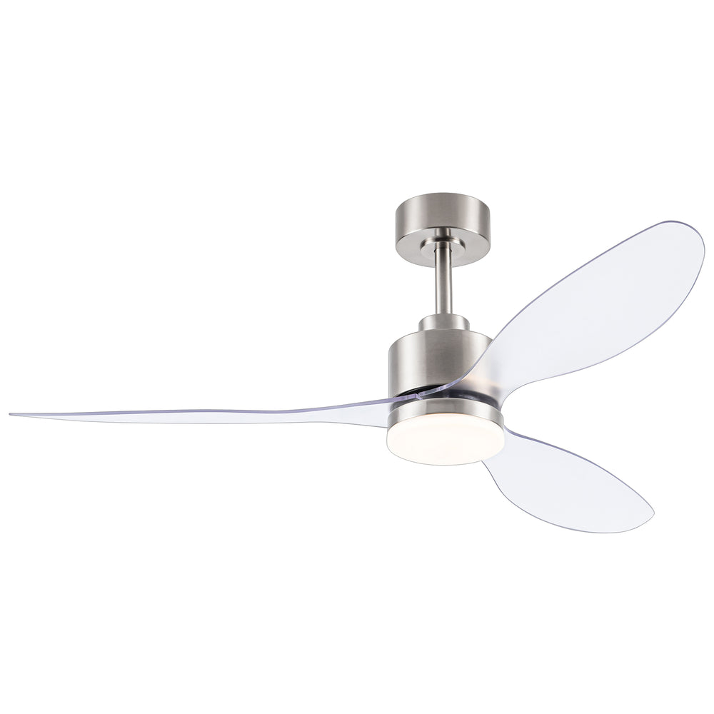52-Inch Modern Ceiling Fan with Light, 3 ABS Blades, 18W LED with 3 Color Temperatures, Remote Control with 6 Speeds, Reverse Function, Timer, Quiet DC Motor, Includes 5" & 10" Downrods, Ideal for Dining, Bedroom, and Living Room