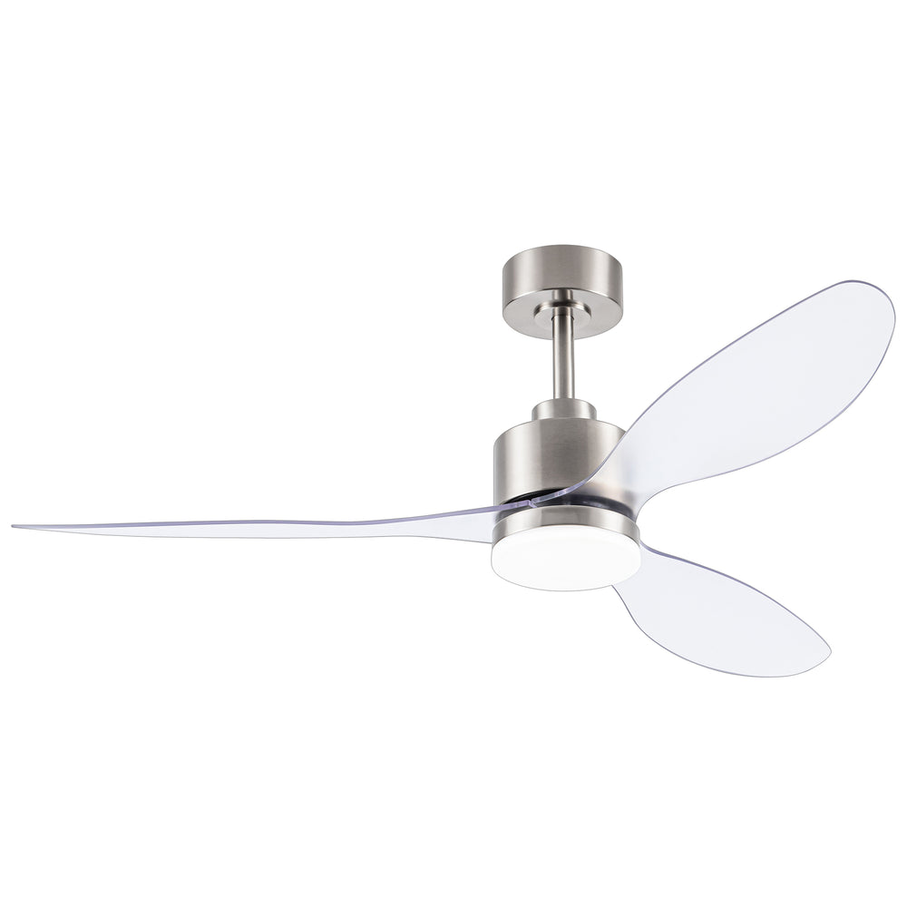 52-Inch Modern Ceiling Fan with Light, 3 ABS Blades, 18W LED with 3 Color Temperatures, Remote Control with 6 Speeds, Reverse Function, Timer, Quiet DC Motor, Includes 5" & 10" Downrods, Ideal for Dining, Bedroom, and Living Room