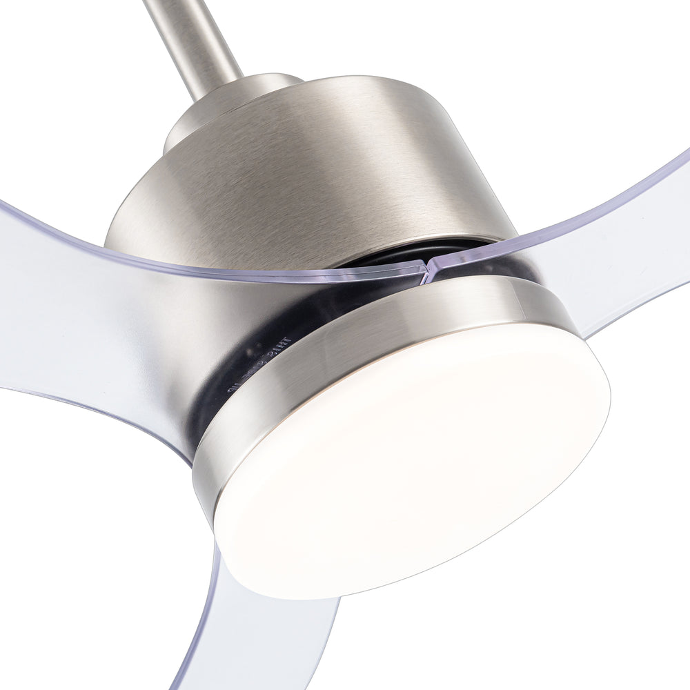 52-Inch Modern Ceiling Fan with Light, 3 ABS Blades, 18W LED with 3 Color Temperatures, Remote Control with 6 Speeds, Reverse Function, Timer, Quiet DC Motor, Includes 5" & 10" Downrods, Ideal for Dining, Bedroom, and Living Room